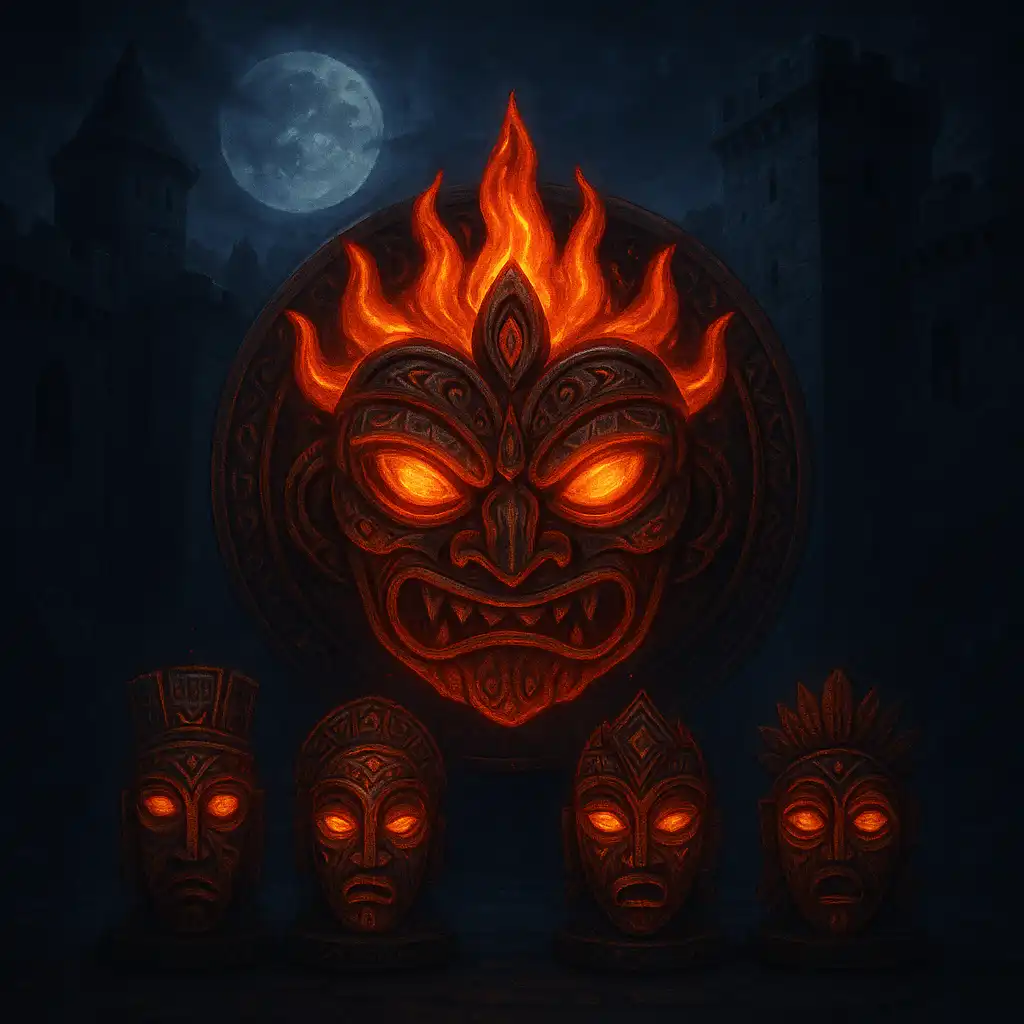 9 Masks Of Fire slot game artwork at MorosWin Casino